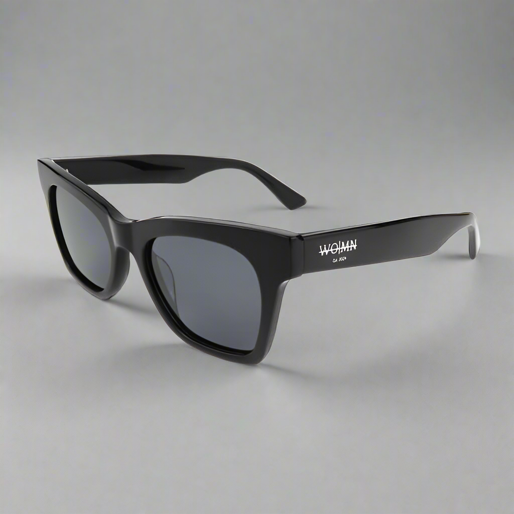 WO|MN Bold and sleek high quality square acetate frame sunglasses- black