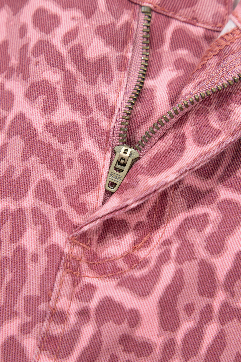 Brown Leopard Frayed Edge Wide Leg High Waist Jeans