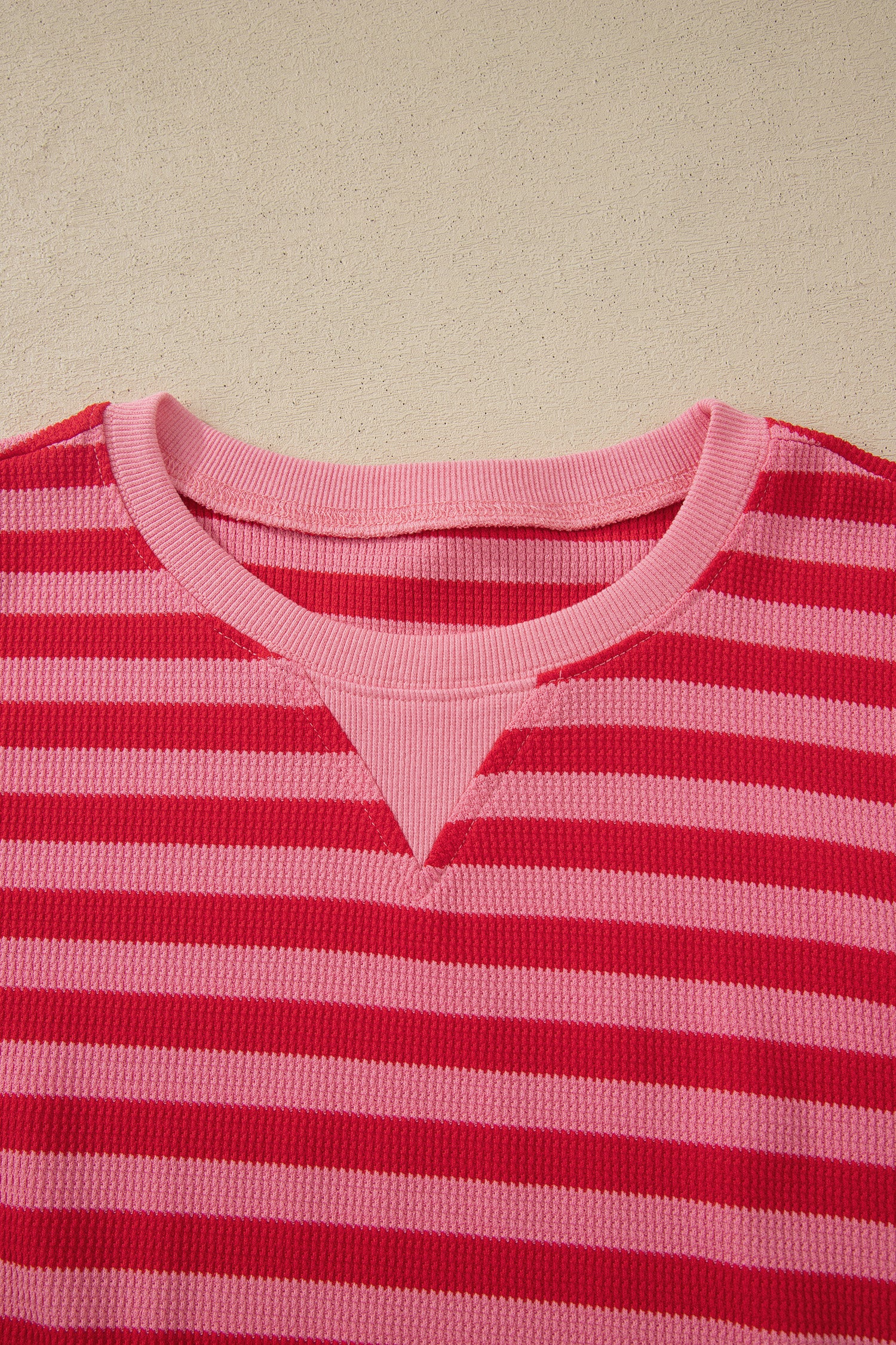 Pink Stripe Puff Short Sleeve T Shirt Matching Shorts Set