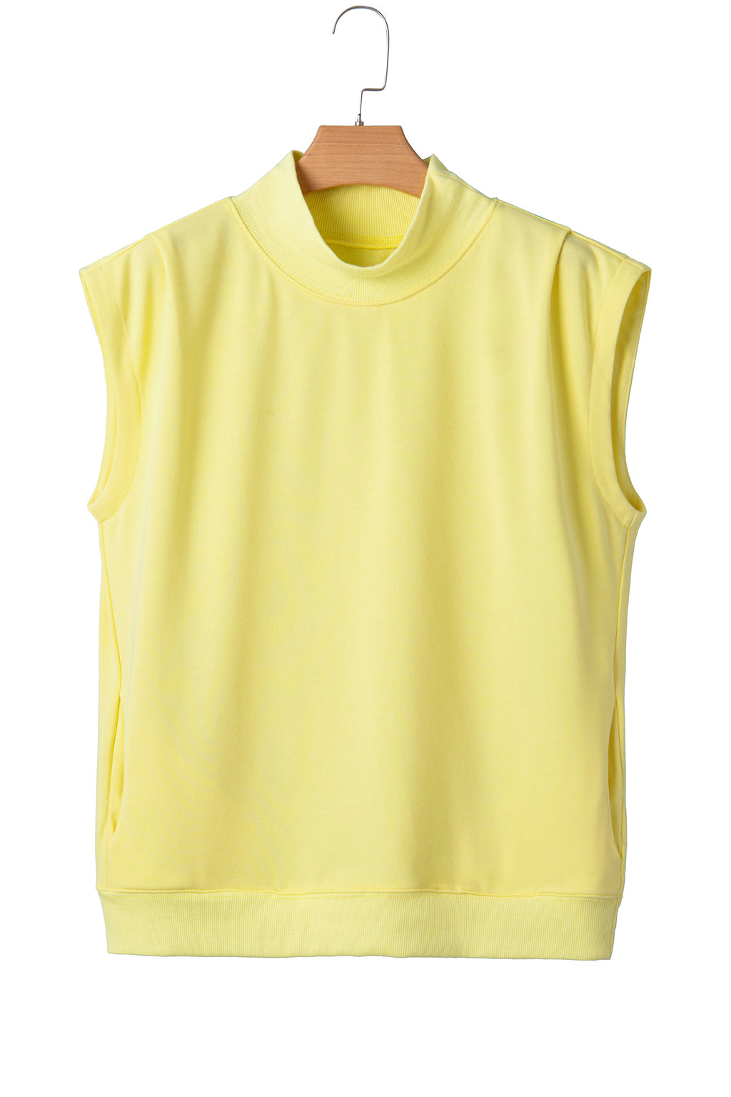 Light Grey Solid Color High Neck Cap Sleeve Loose Top