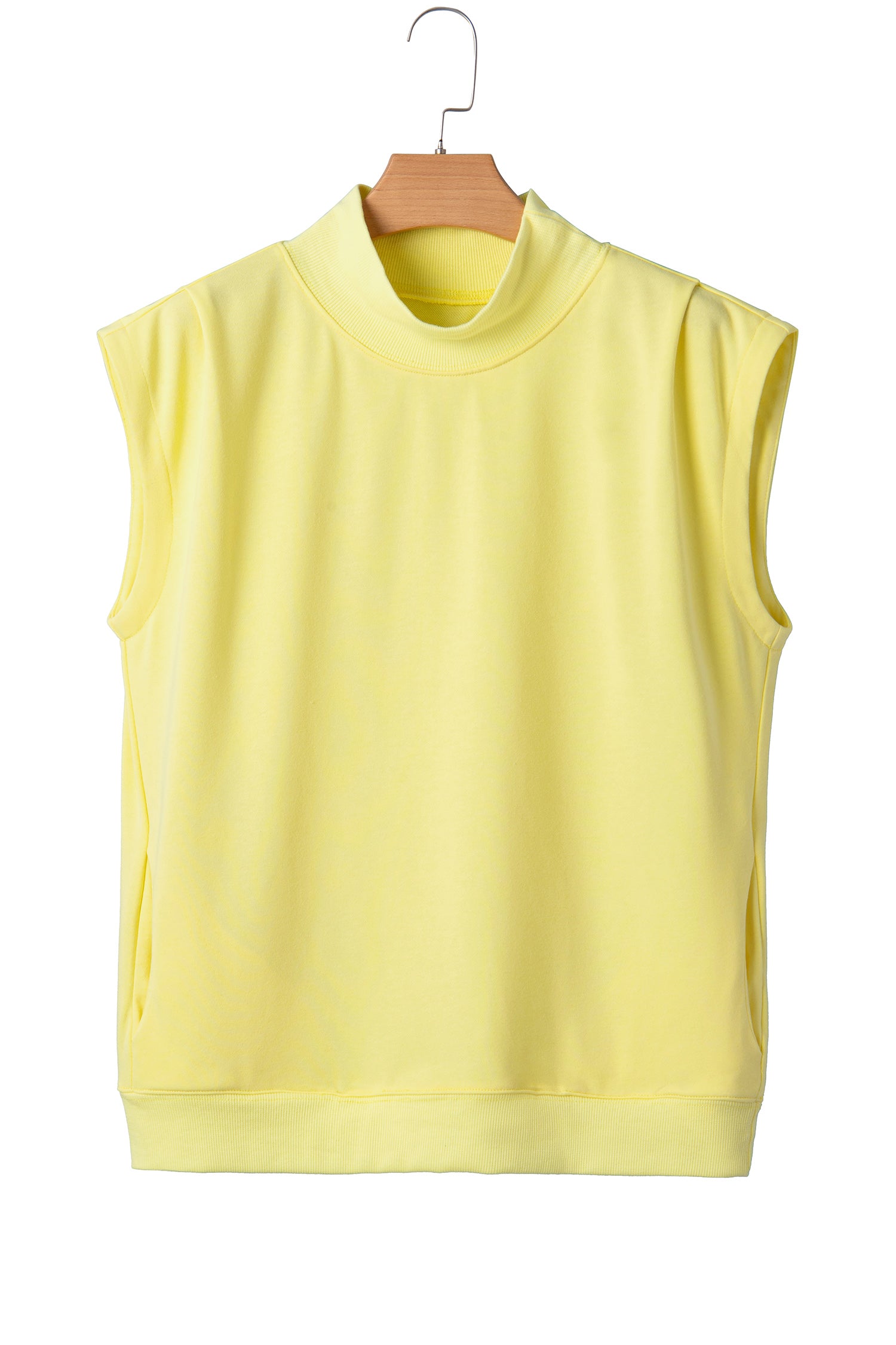 Light Grey Solid Color High Neck Cap Sleeve Loose Top