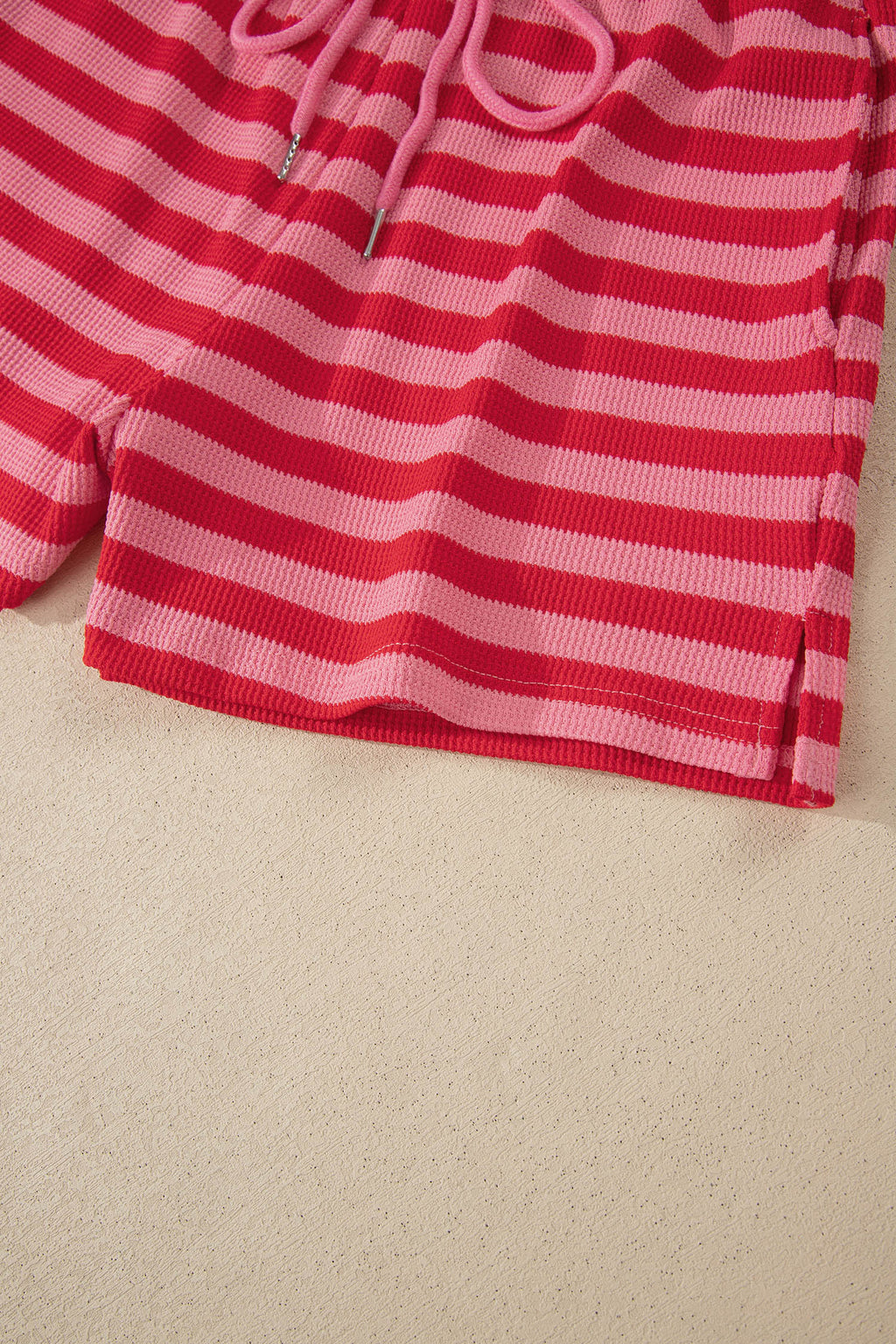 Pink Stripe Puff Short Sleeve T Shirt Matching Shorts Set