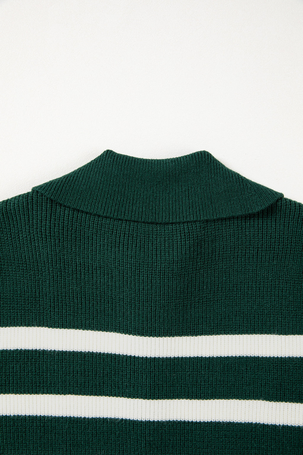 Blackish Green Ribbed Half Zip Collared Sweater Vest