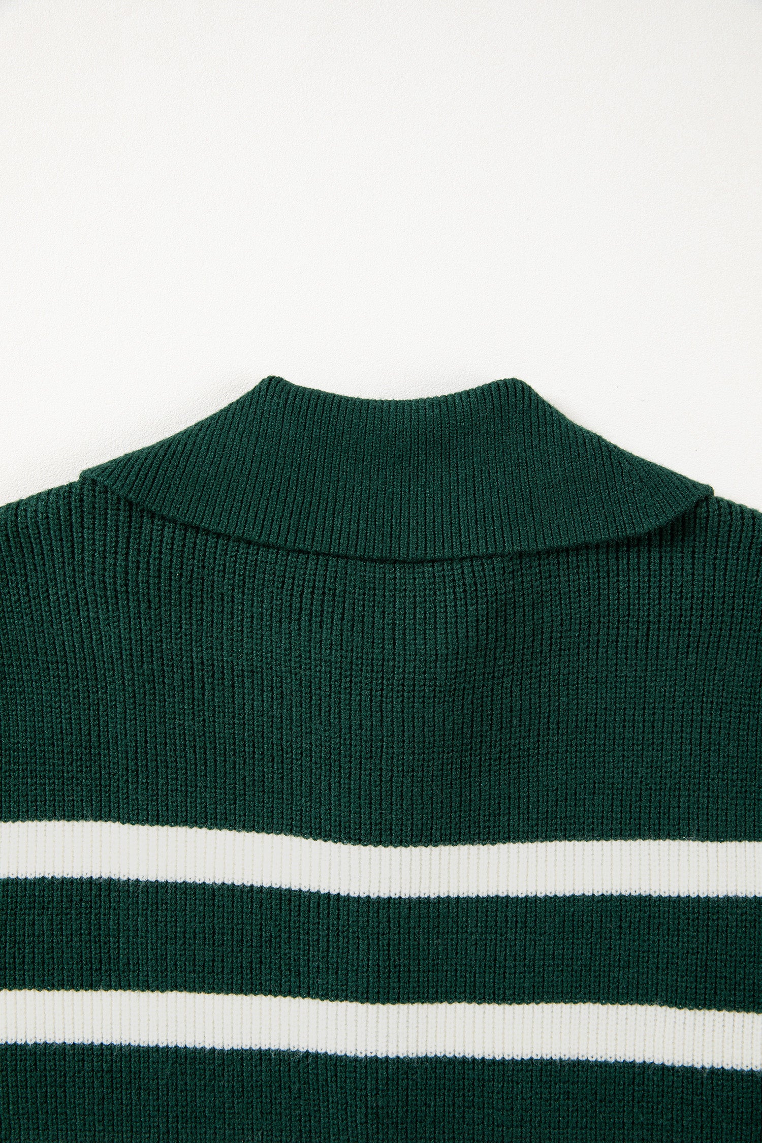 Blackish Green Ribbed Half Zip Collared Sweater Vest