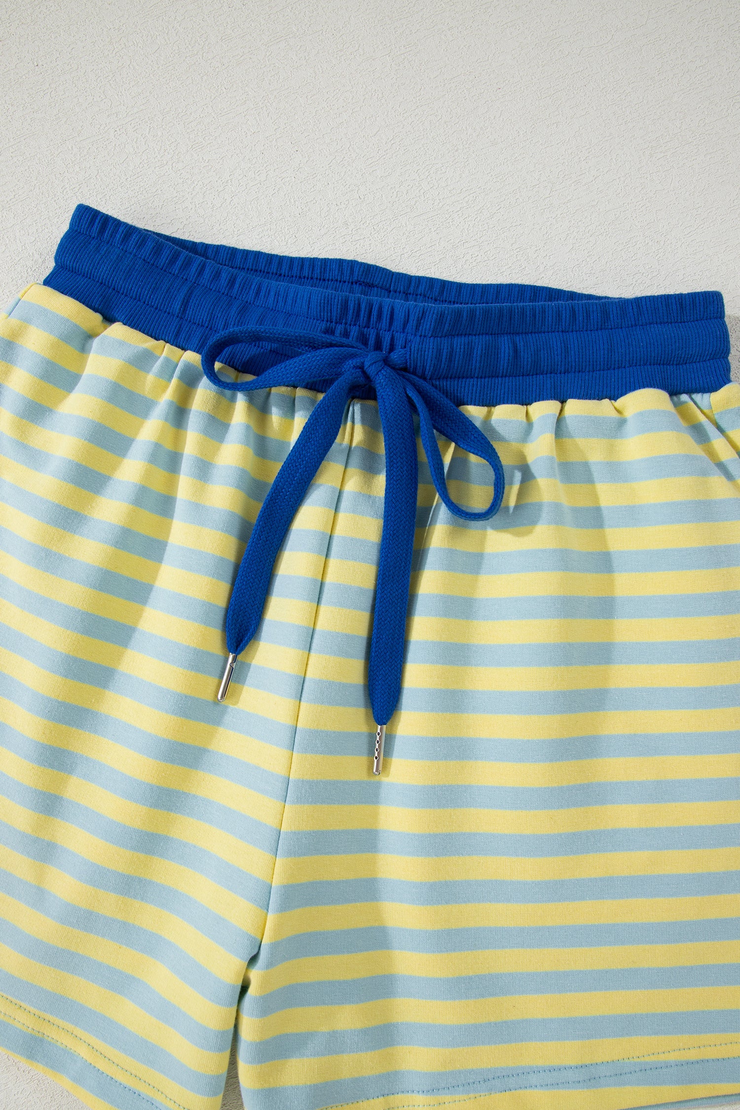 Rose Stripe Drop Shoulder Boxy Casual Terry Short Set