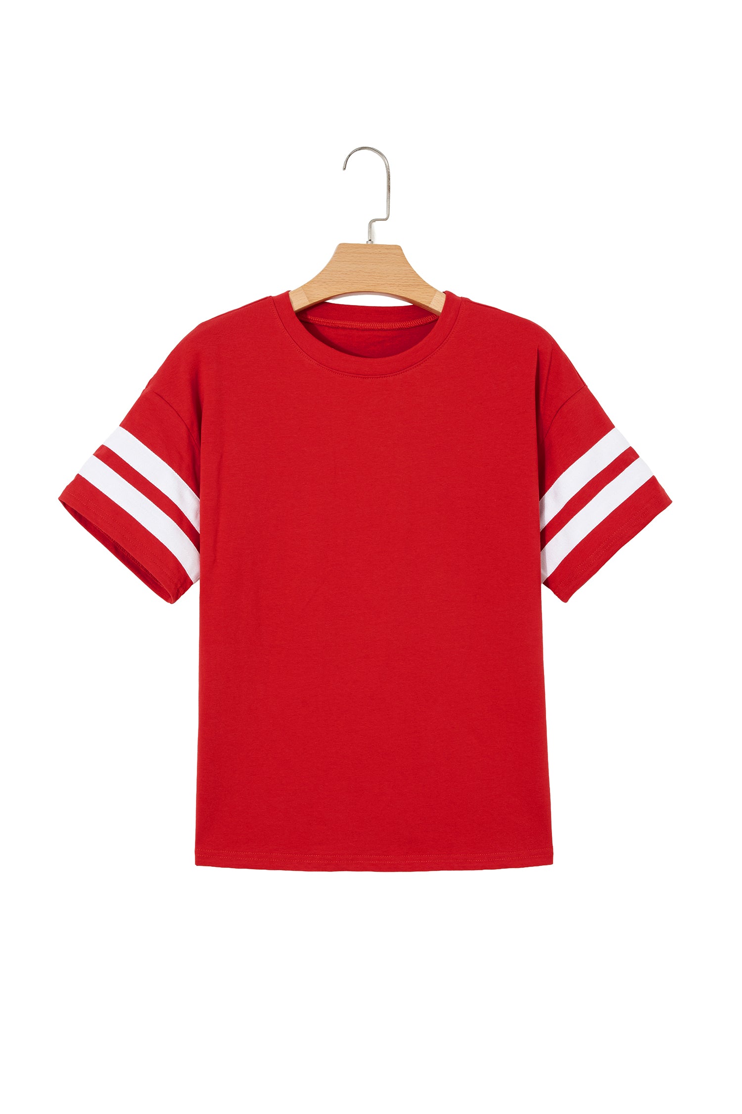 Dark Blue Varsity Striped Short Sleeve Crew Neck T Shirt