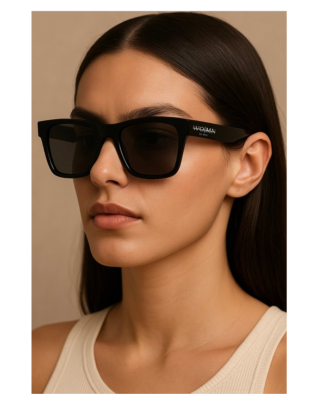 WO|MN Bold and sleek high quality square acetate frame sunglasses- black
