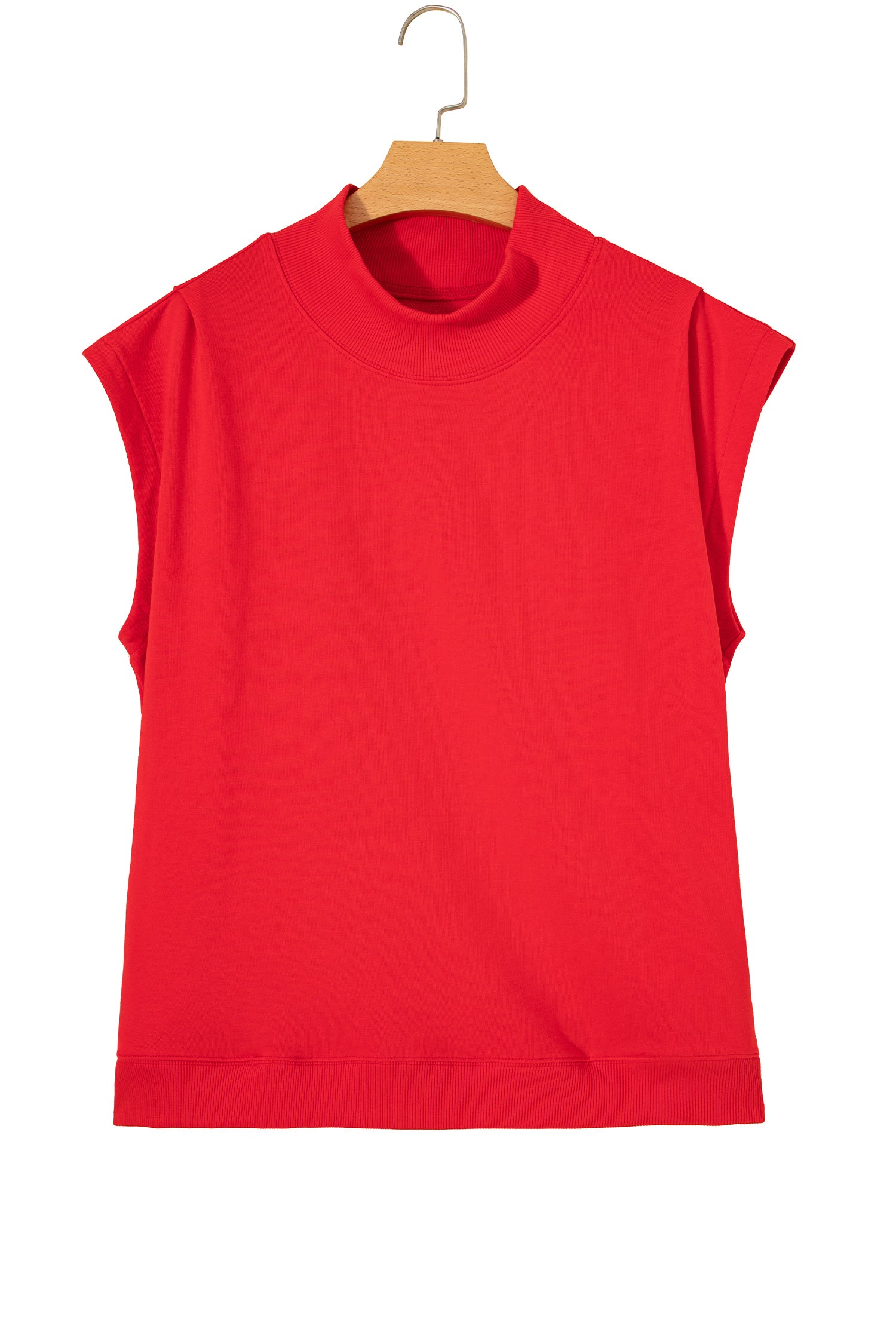 Light Grey Solid Color High Neck Cap Sleeve Loose Top