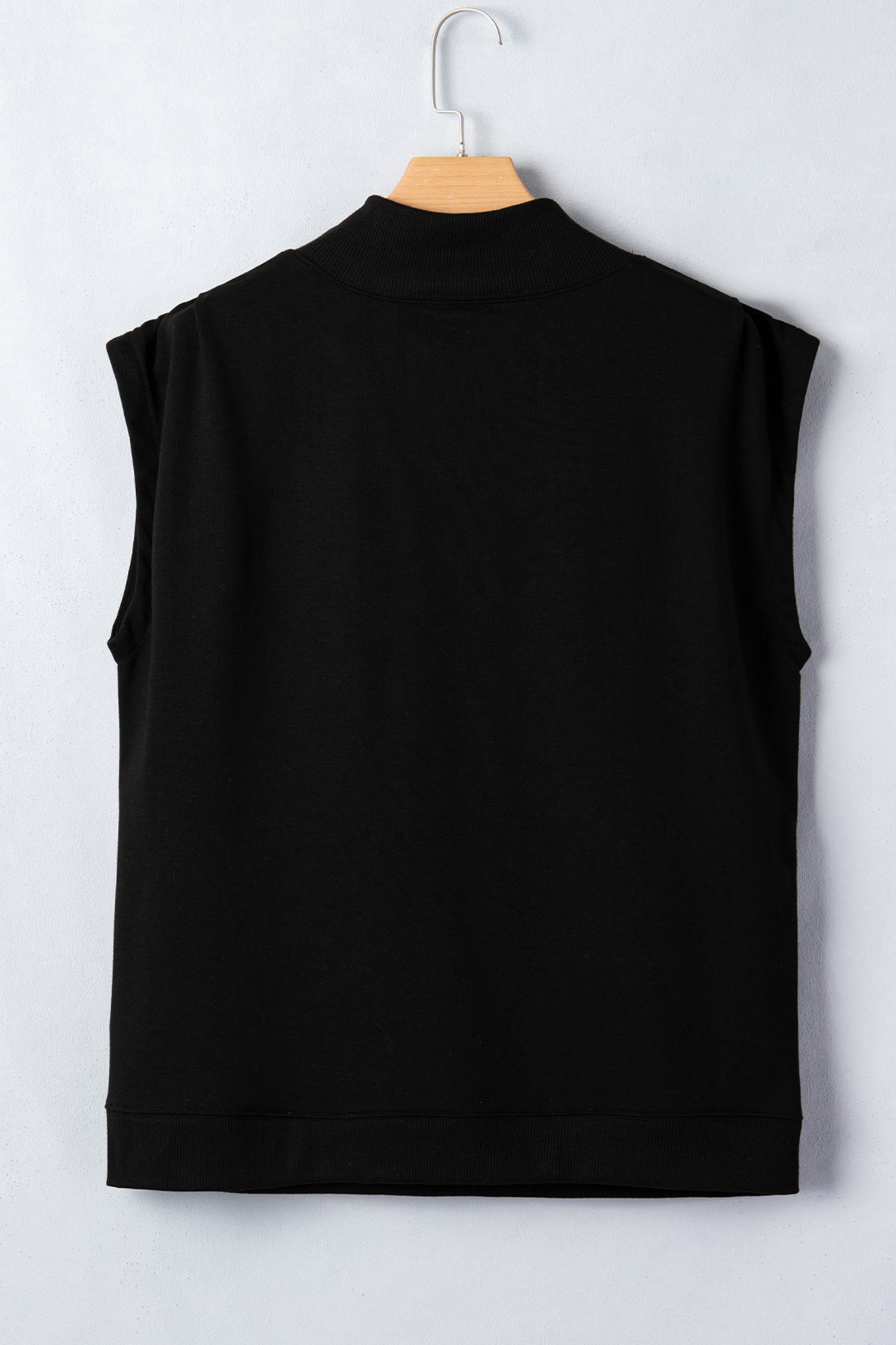 Light Grey Solid Color High Neck Cap Sleeve Loose Top