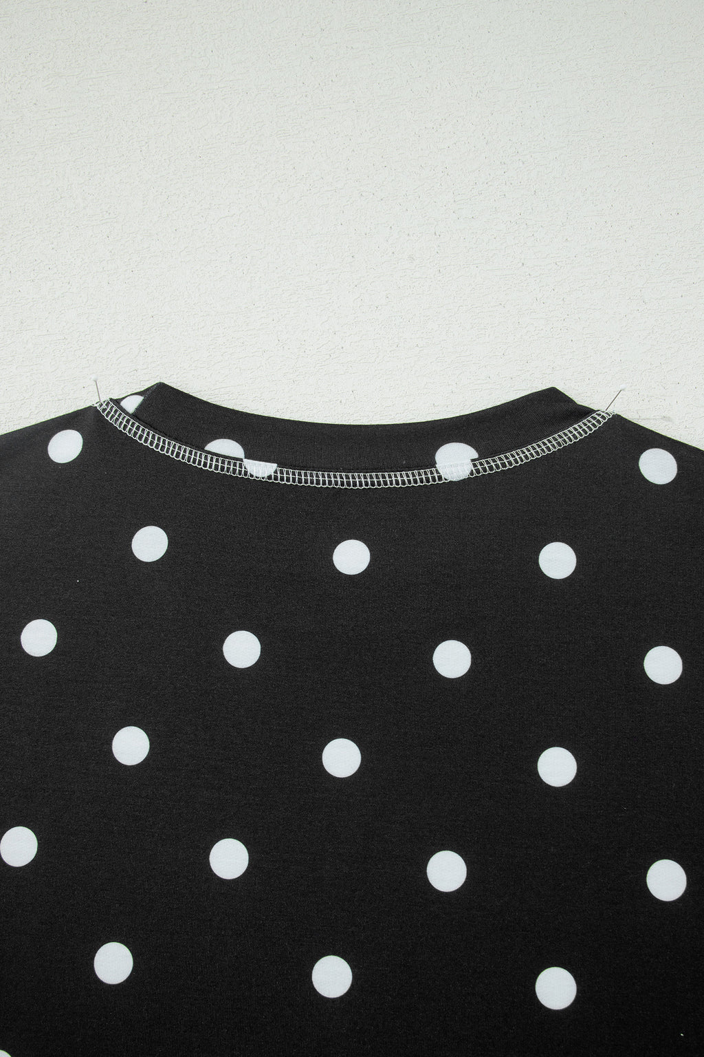 White Exposed Seam Detail Polka Dot Loose Tee Drawstring Shorts Set