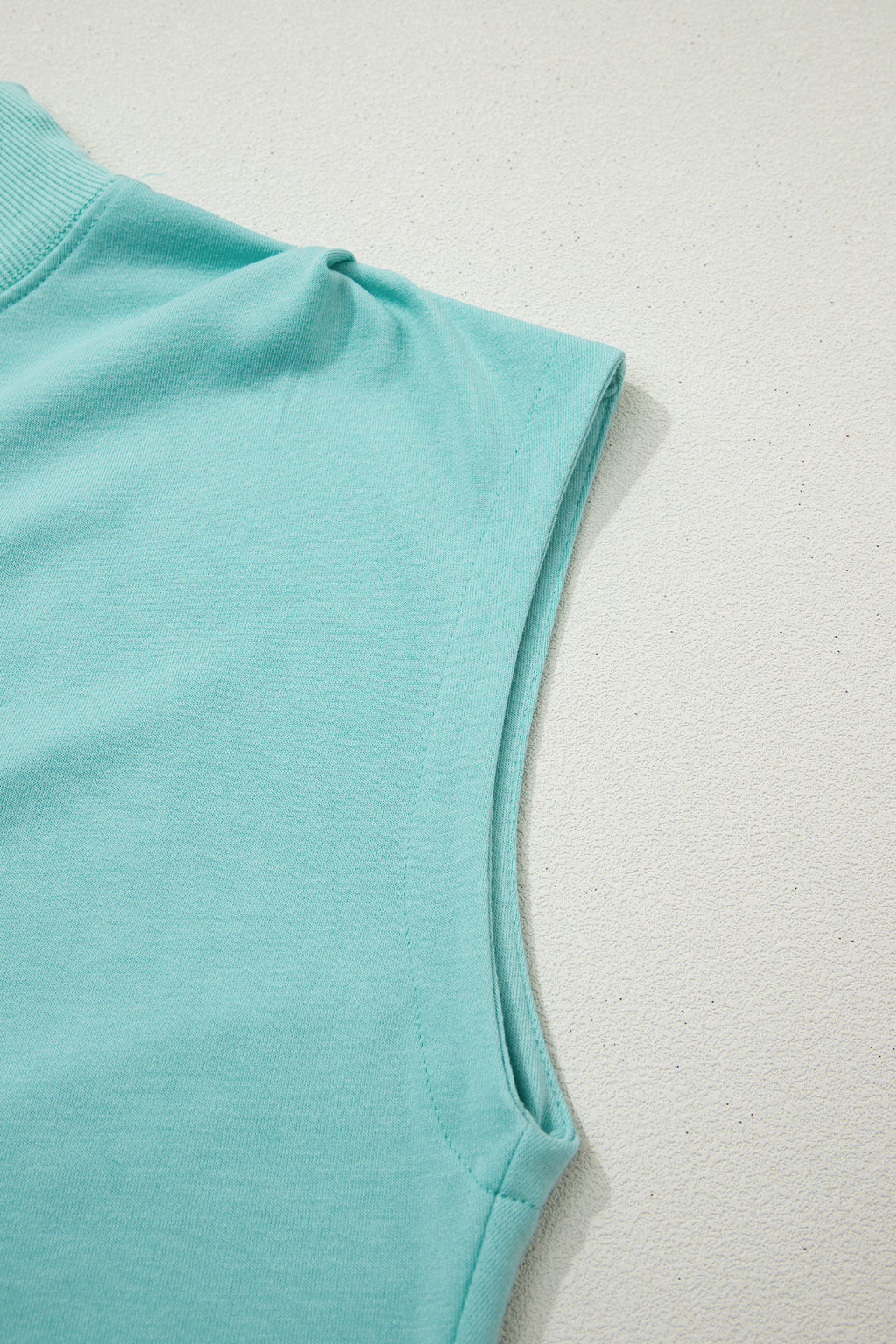 Light Grey Solid Color High Neck Cap Sleeve Loose Top