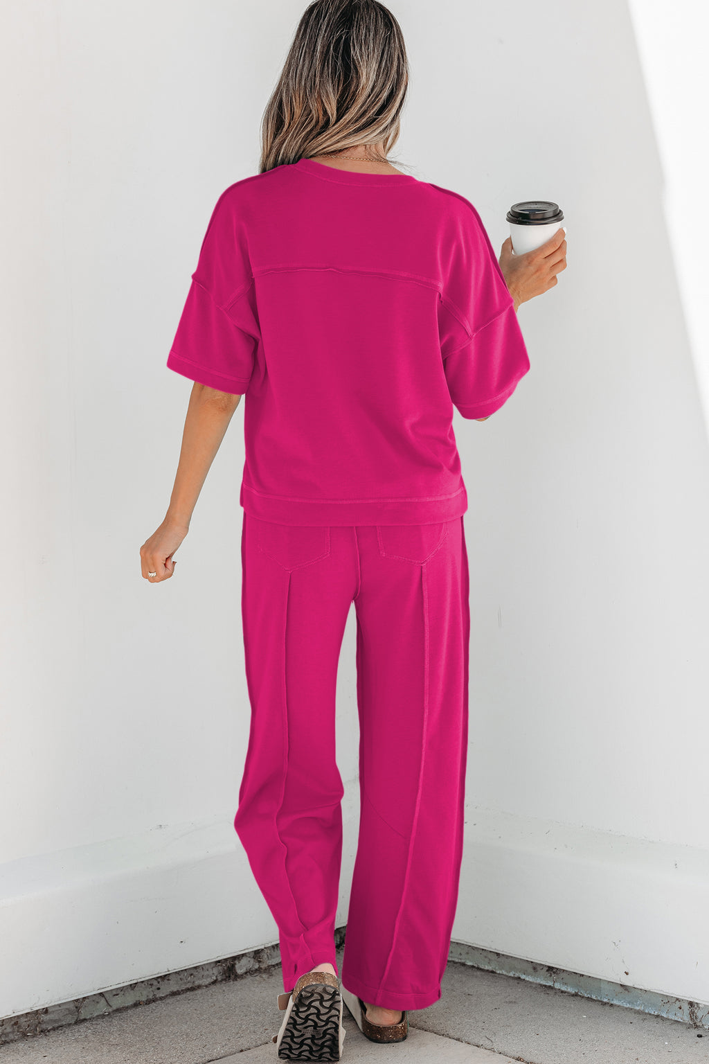 Orchid Bouquet Drop Shoulder Boxy Tee and Barrel Pants Set