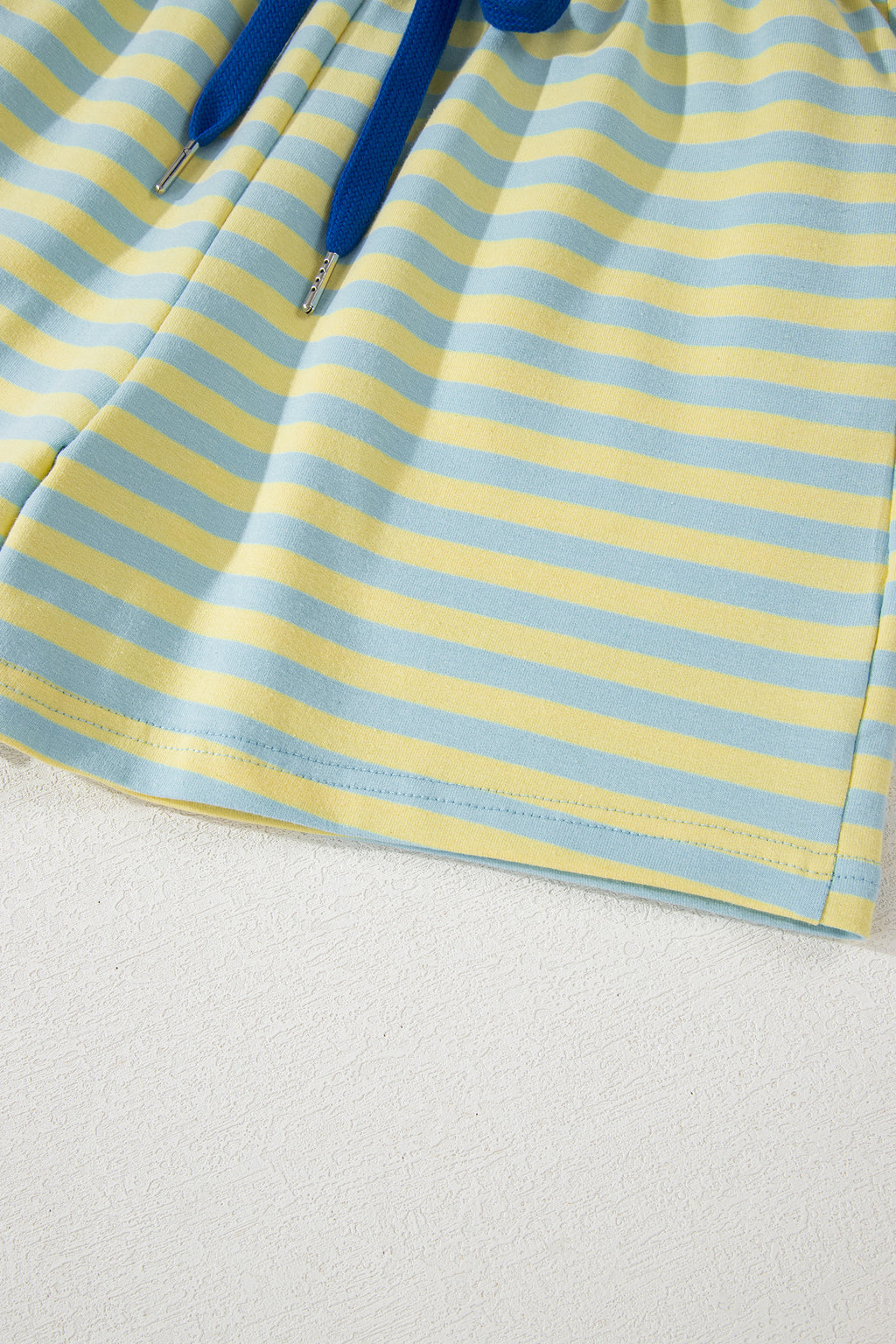 Rose Stripe Drop Shoulder Boxy Casual Terry Short Set