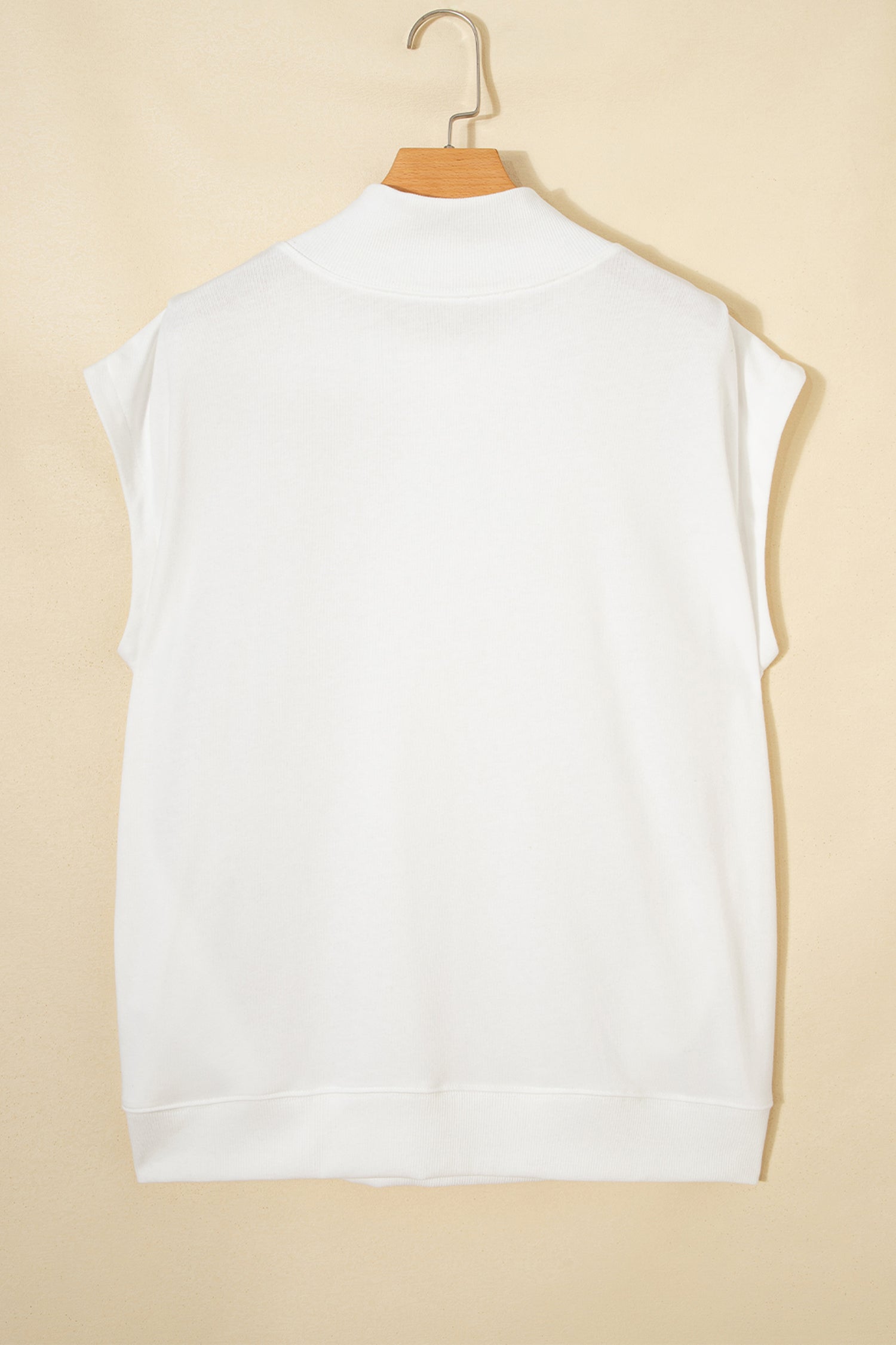 Light Grey Solid Color High Neck Cap Sleeve Loose Top