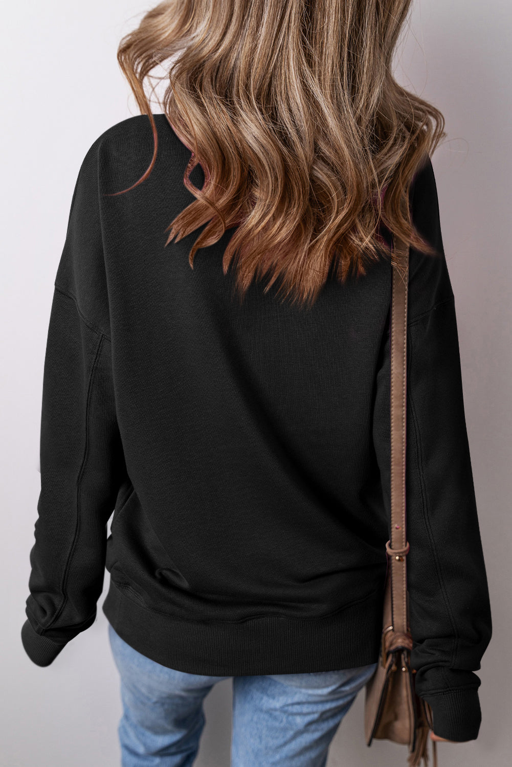 Vineyard Green Drop Shoulder Crisscross Stitching Pocketed Loose Sweatshirt