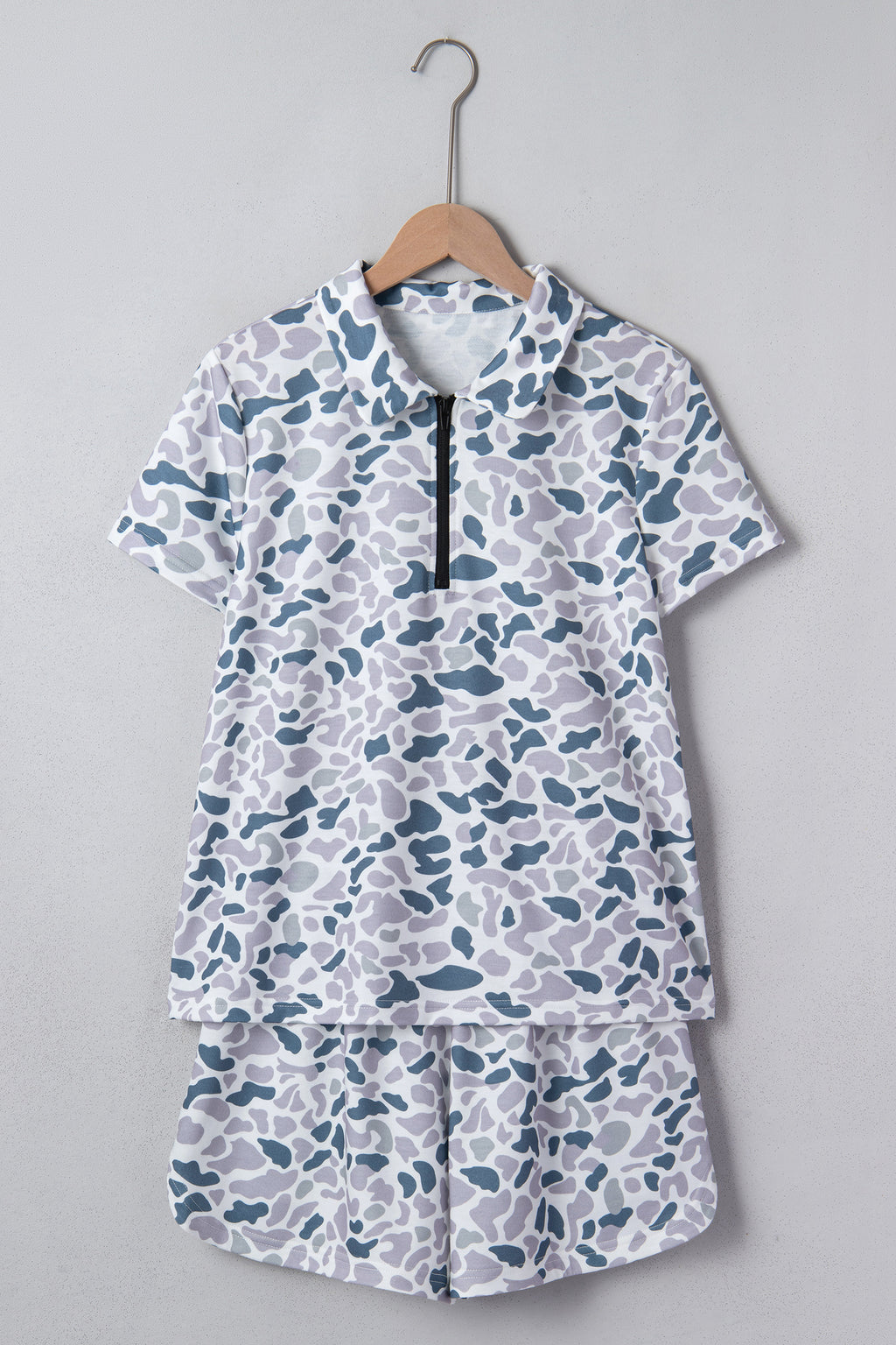 Multicolour Abstract Patterned Polo Collar T Shirt and Shorts Set