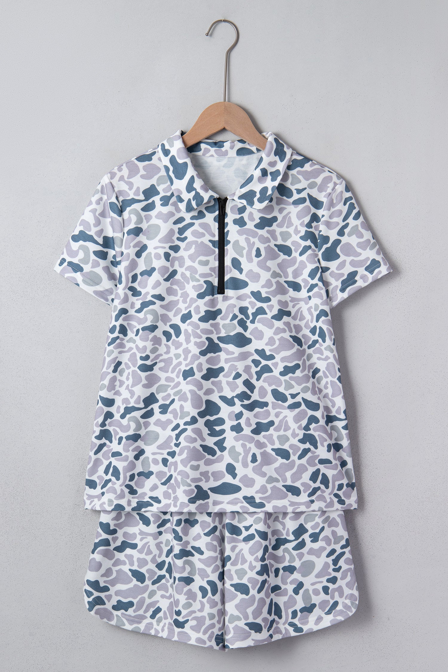 Multicolour Abstract Patterned Polo Collar T Shirt and Shorts Set