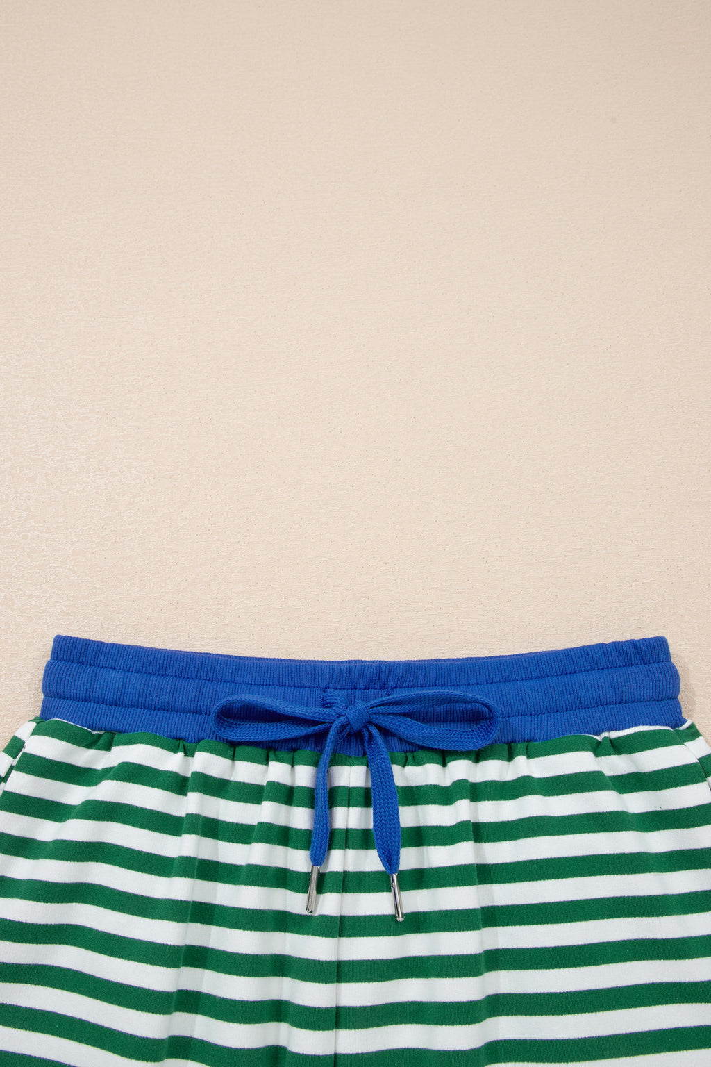 Rose Stripe Drop Shoulder Boxy Casual Terry Short Set