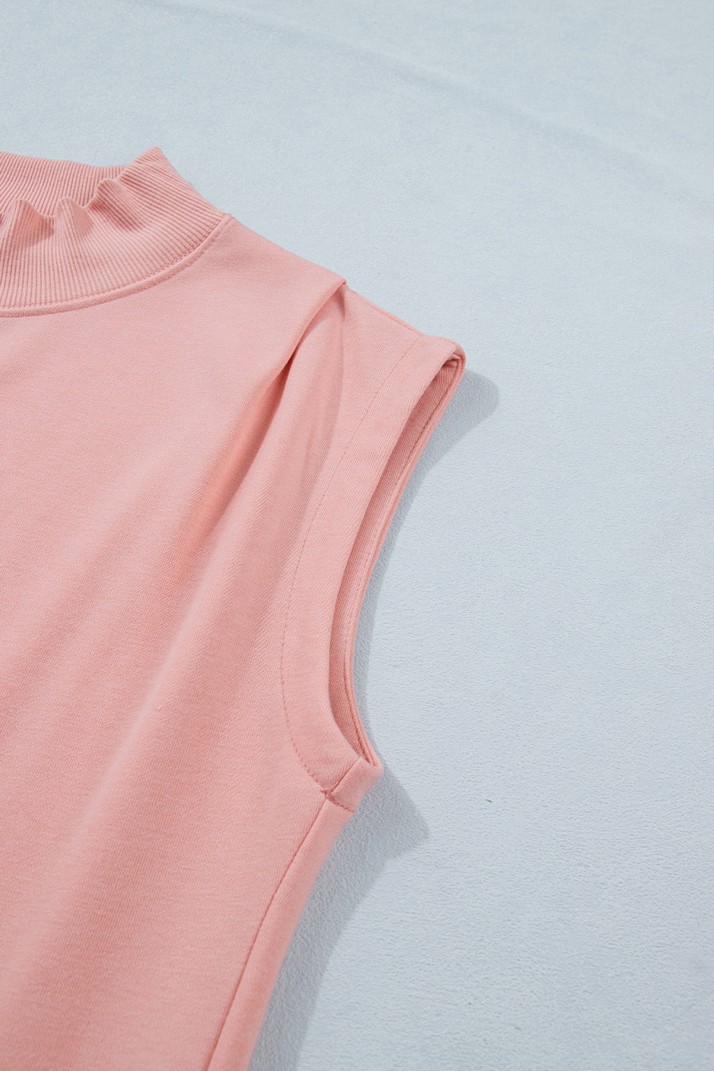 Light Grey Solid Color High Neck Cap Sleeve Loose Top