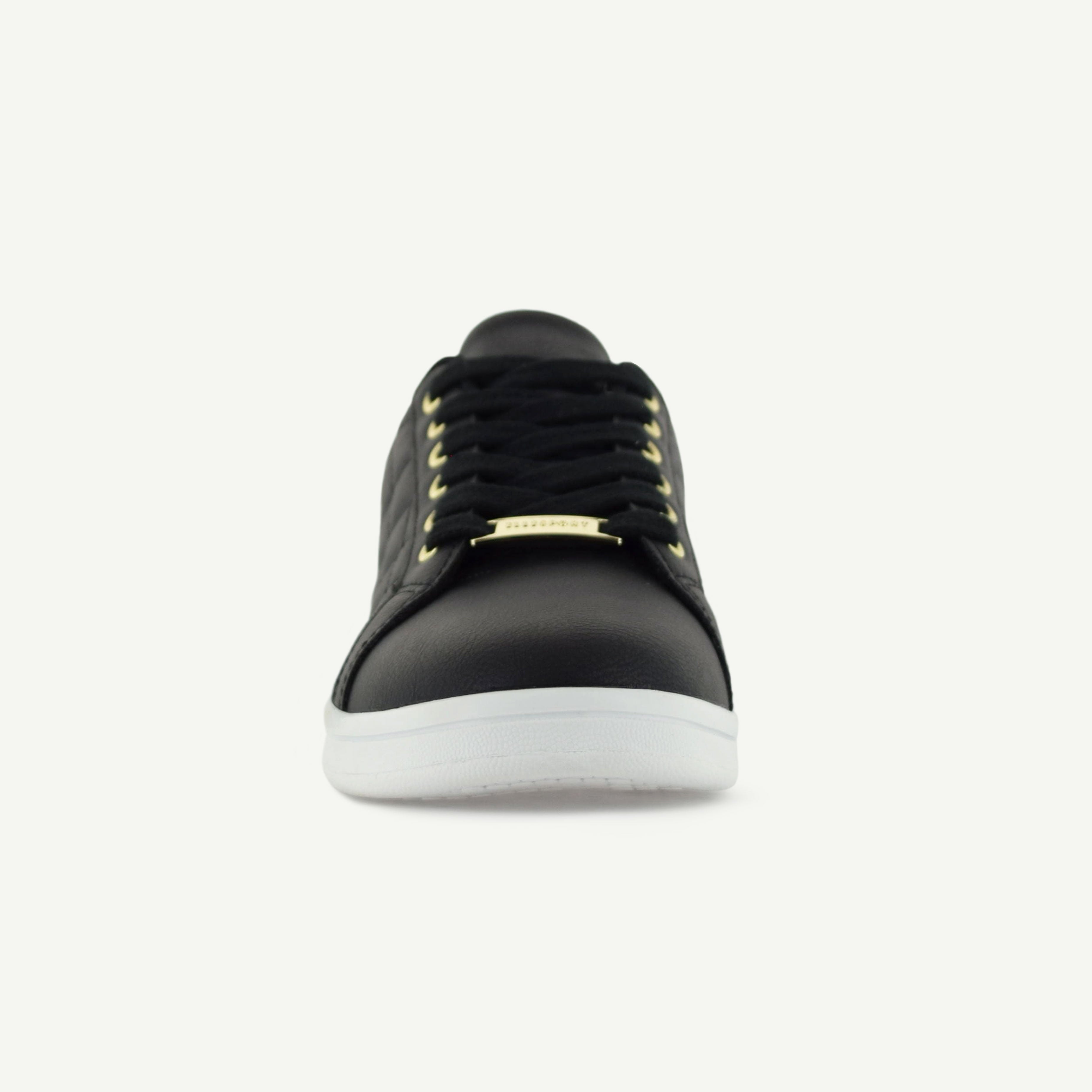 VOLTAIRE: QUILTED COURT SHOE - BLACK