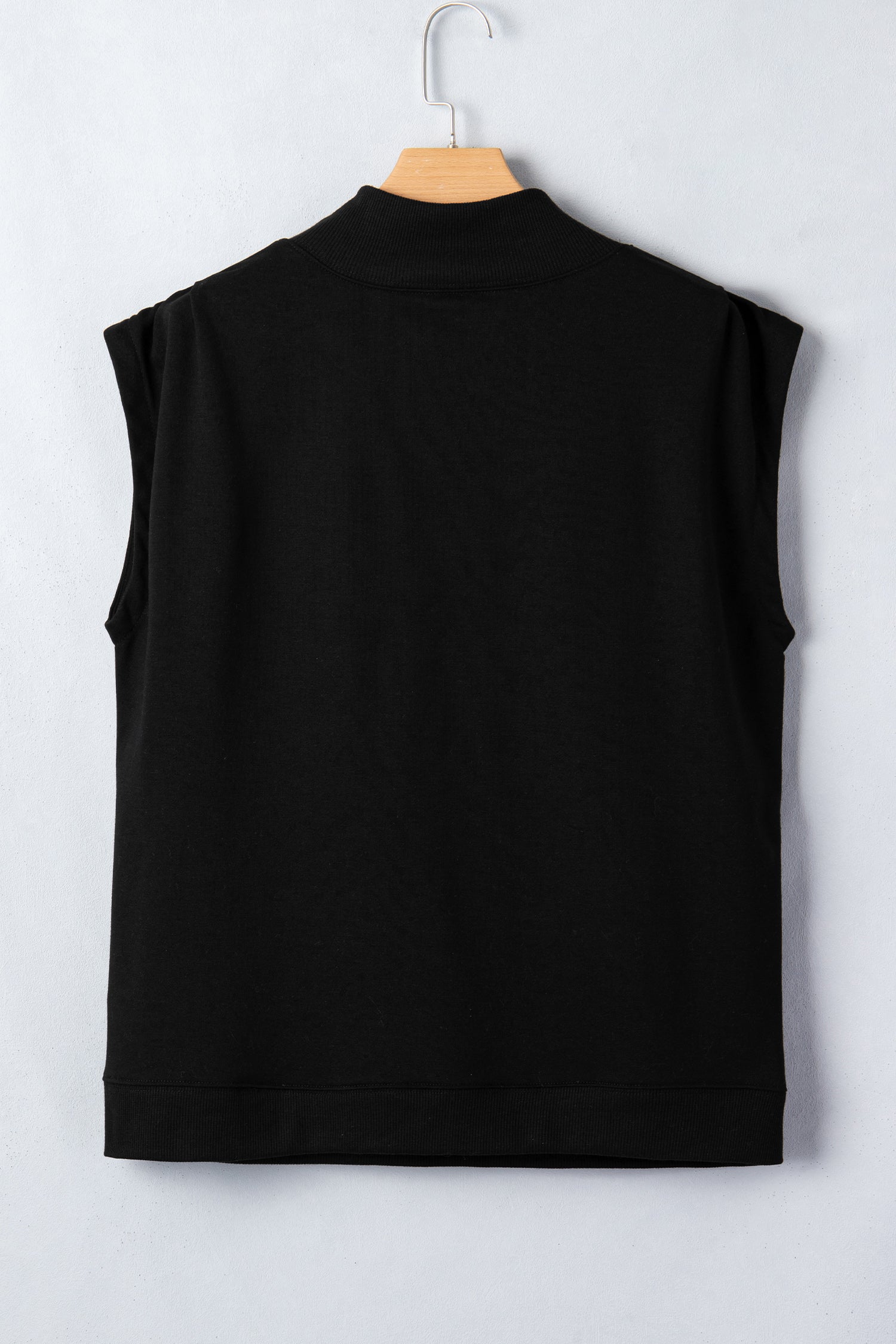 Light Grey Solid Color High Neck Cap Sleeve Loose Top