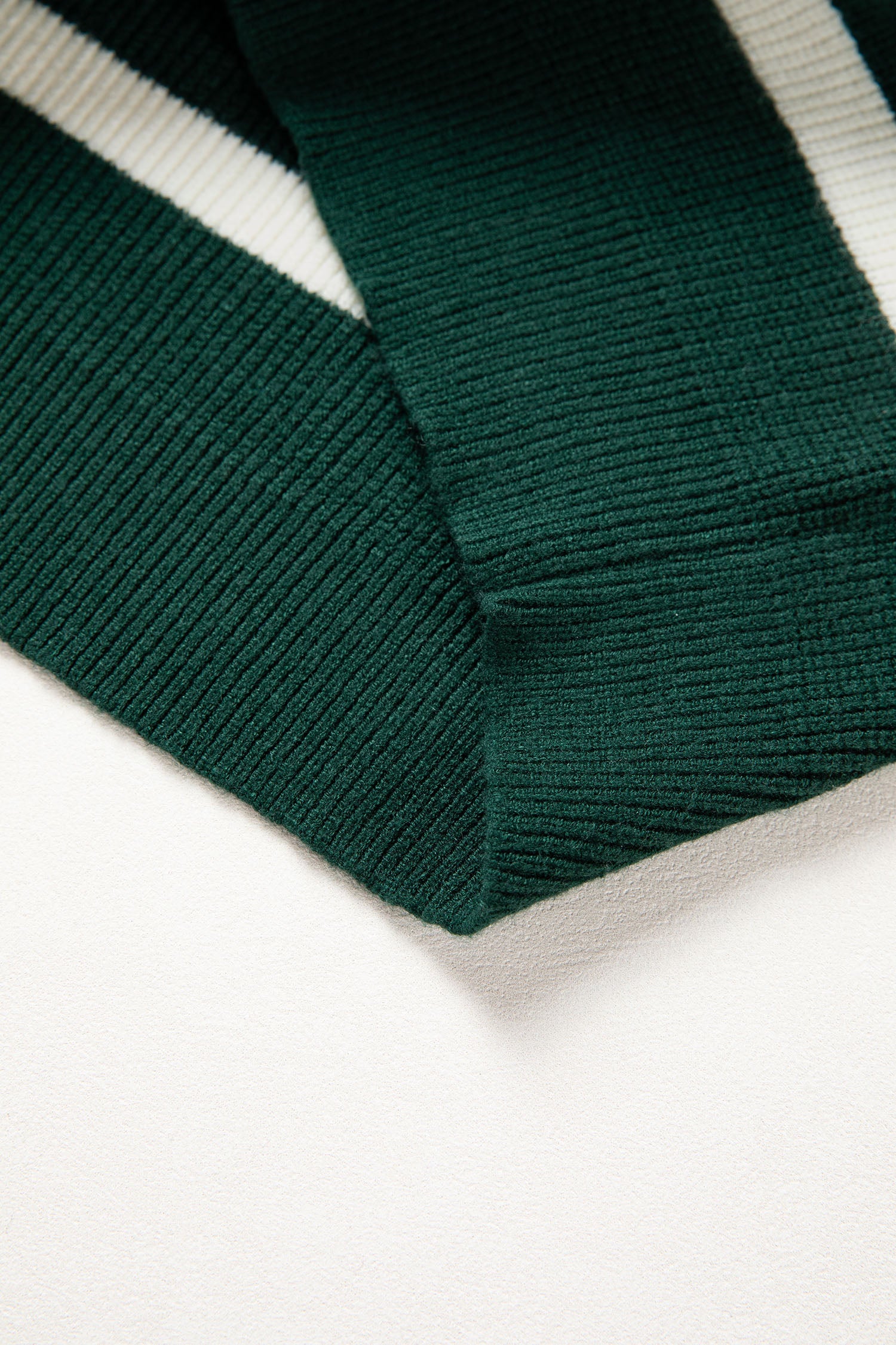 Blackish Green Ribbed Half Zip Collared Sweater Vest