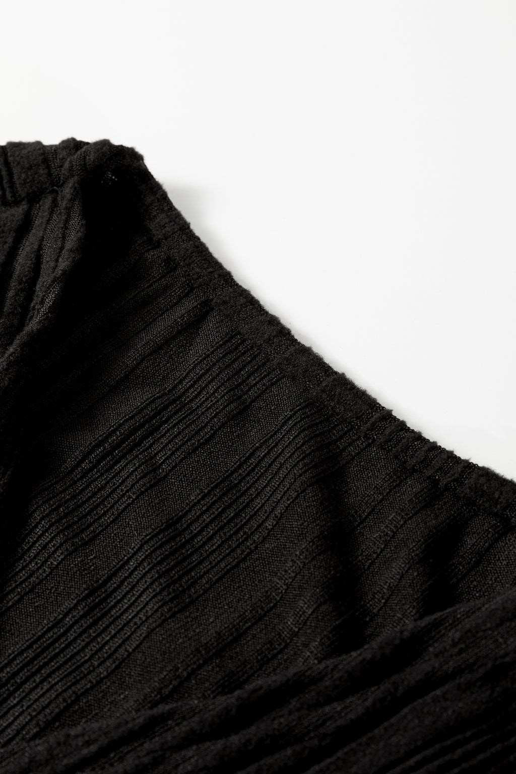 Black Ribbed Open Front Knitted Top with Pockets