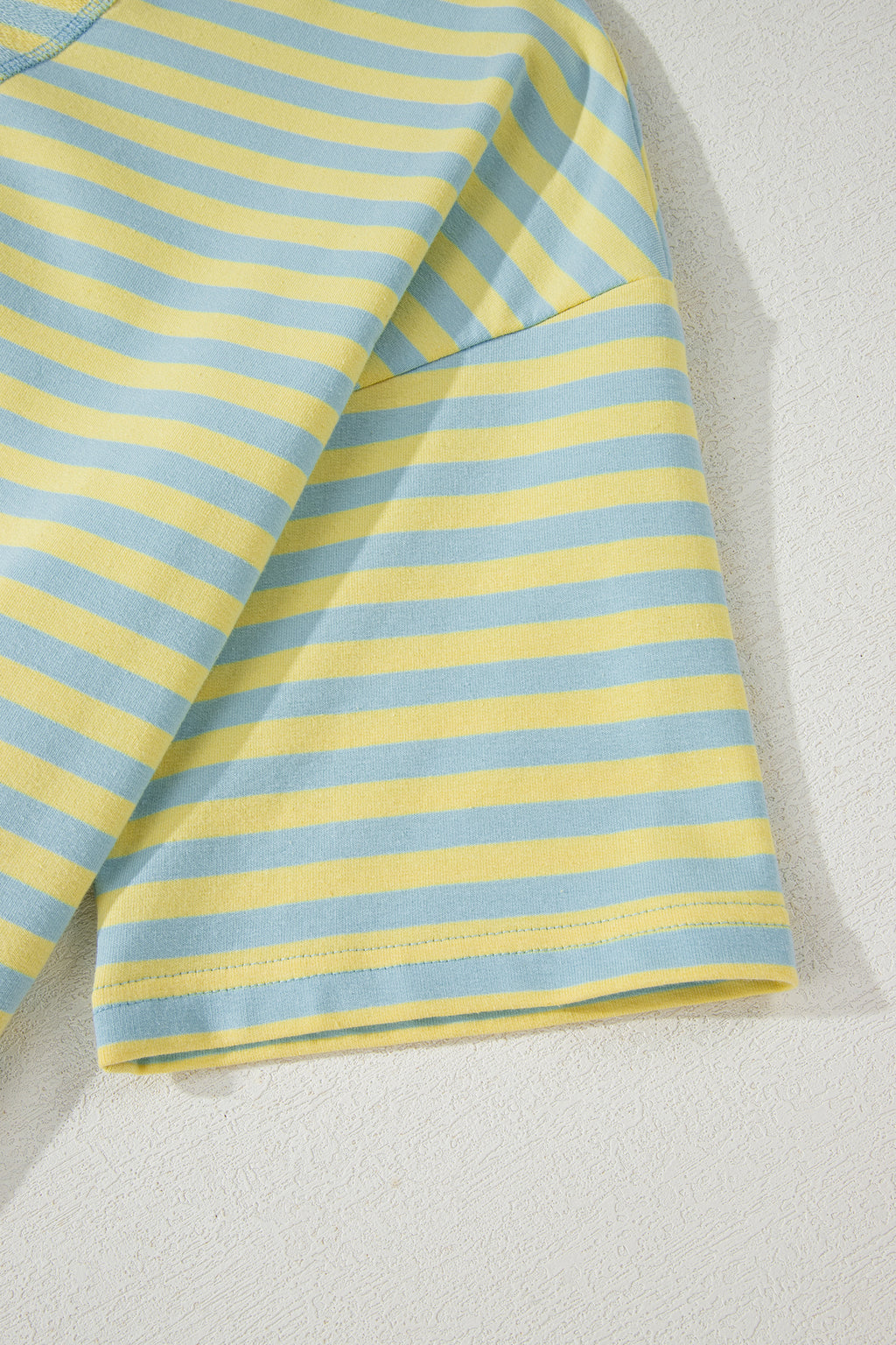 Rose Stripe Drop Shoulder Boxy Casual Terry Short Set