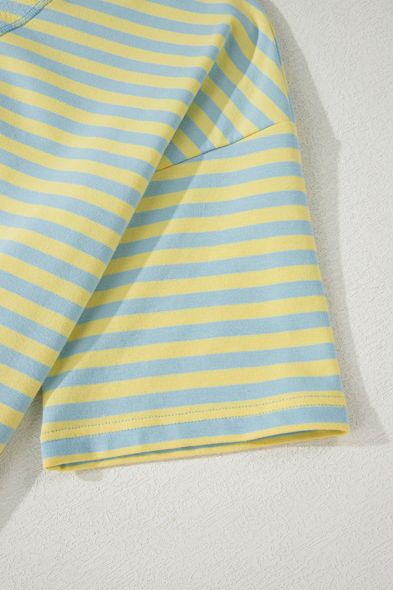 Rose Stripe Drop Shoulder Boxy Casual Terry Short Set