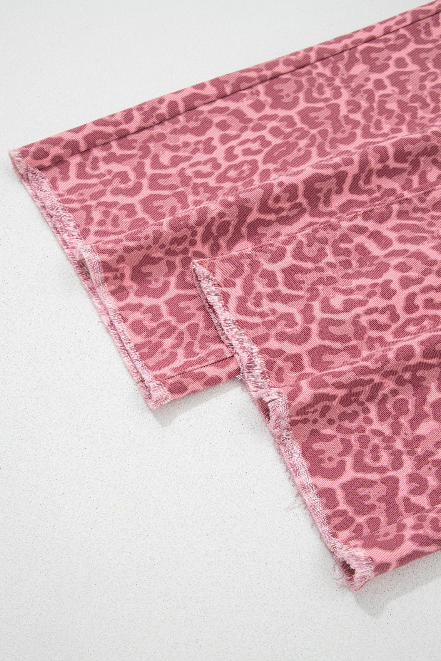 Brown Leopard Frayed Edge Wide Leg High Waist Jeans