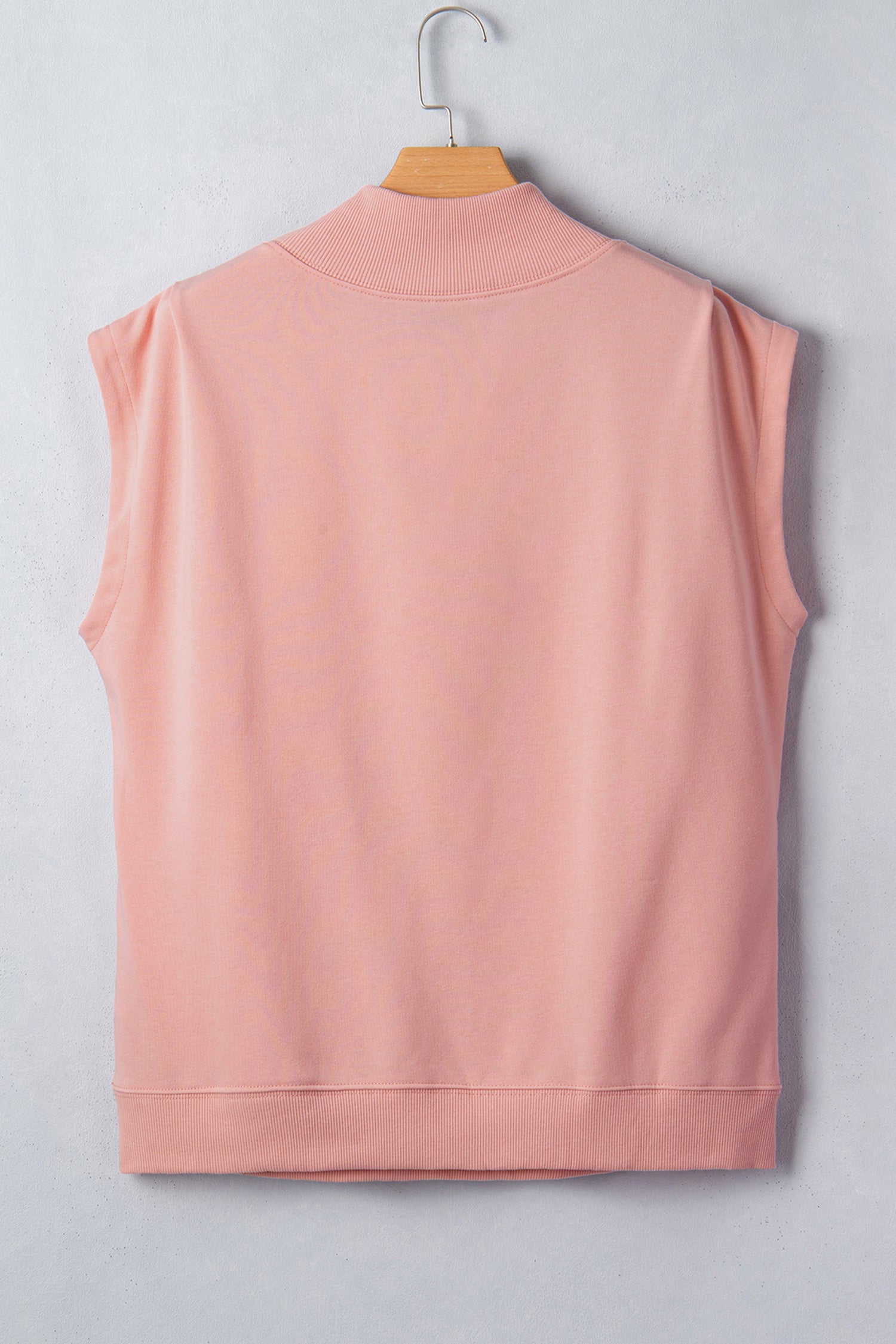 Light Grey Solid Color High Neck Cap Sleeve Loose Top
