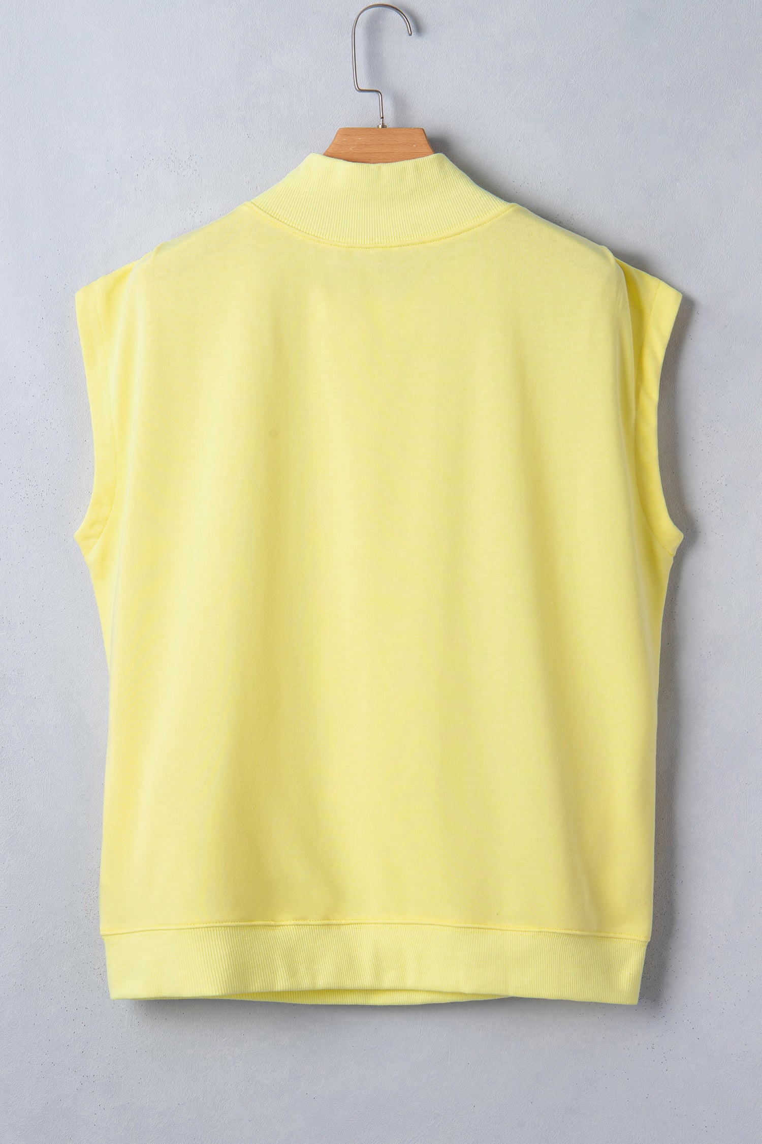Light Grey Solid Color High Neck Cap Sleeve Loose Top