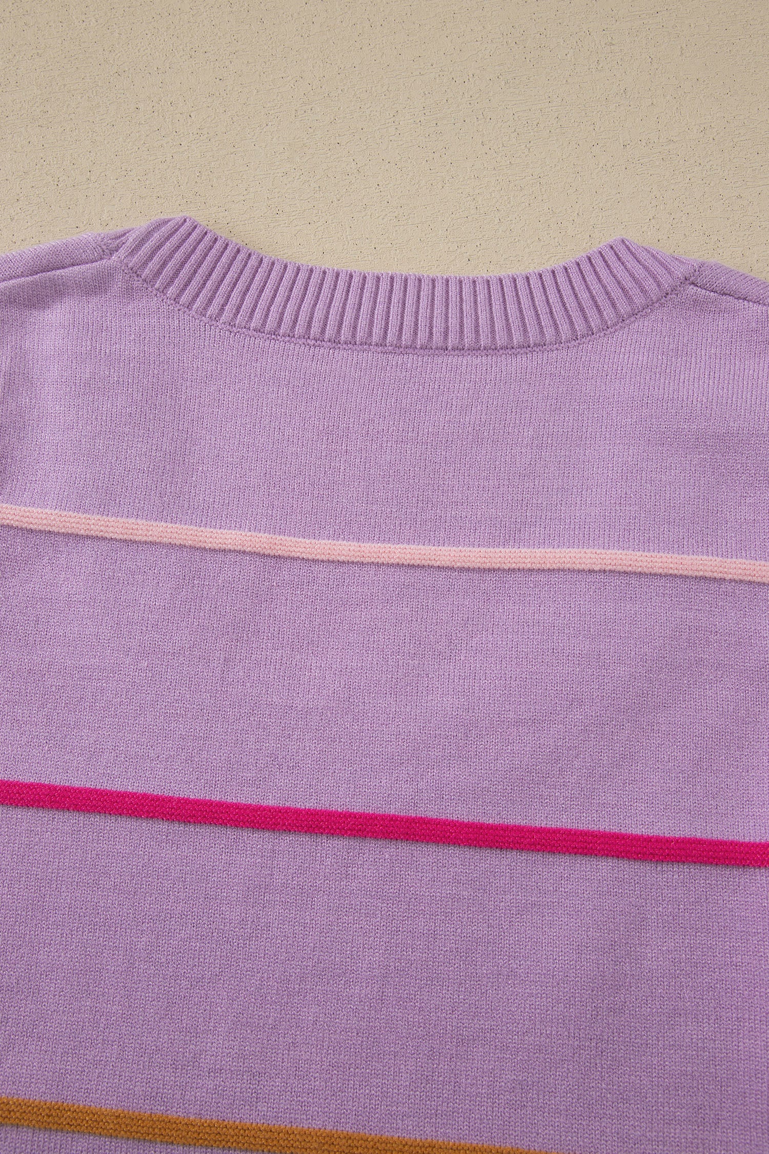 Sky Blue Stripe Round Neck Knitted Sweater Tank
