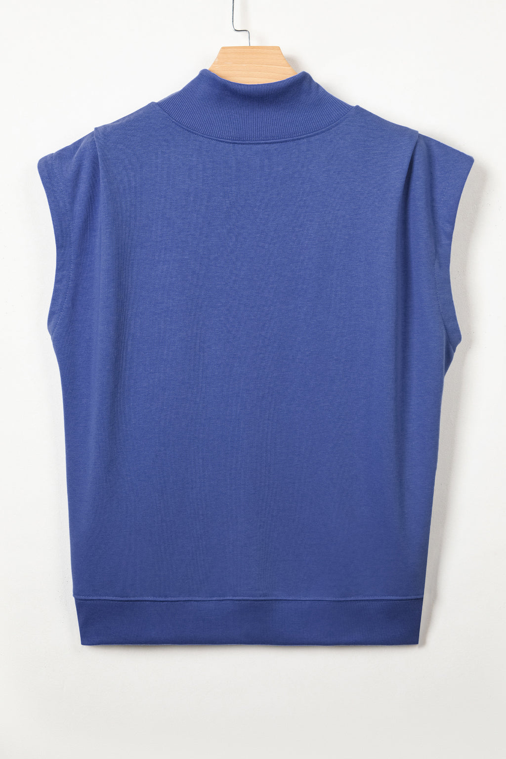 Light Grey Solid Color High Neck Cap Sleeve Loose Top