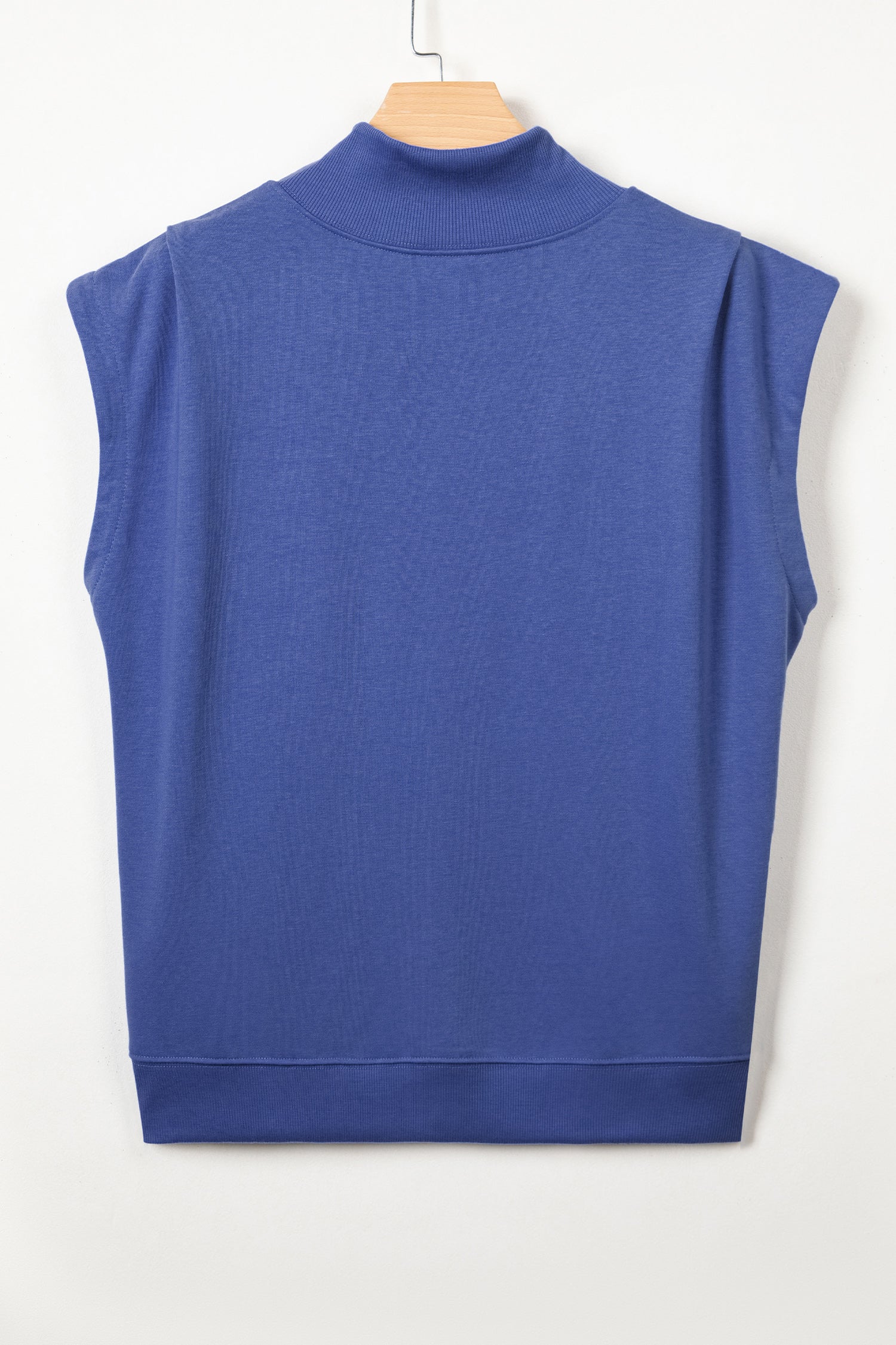 Light Grey Solid Color High Neck Cap Sleeve Loose Top