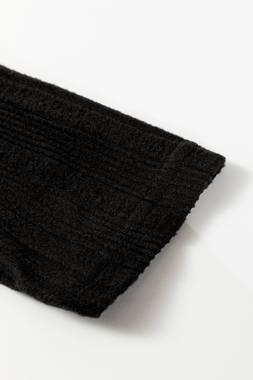 Black Ribbed Open Front Knitted Top with Pockets