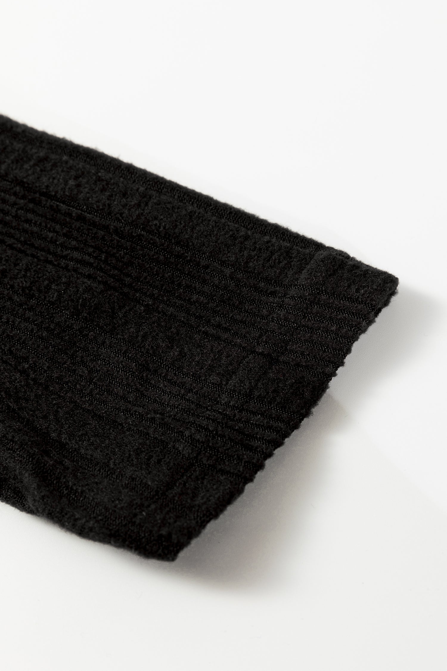 Black Ribbed Open Front Knitted Top with Pockets