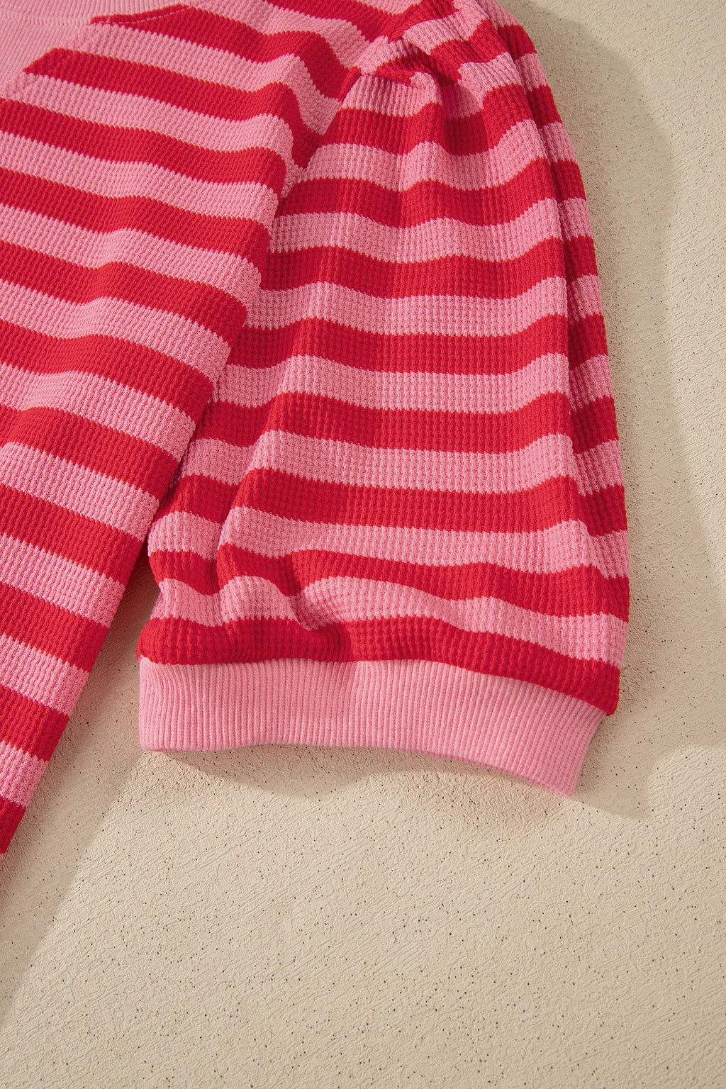 Pink Stripe Puff Short Sleeve T Shirt Matching Shorts Set
