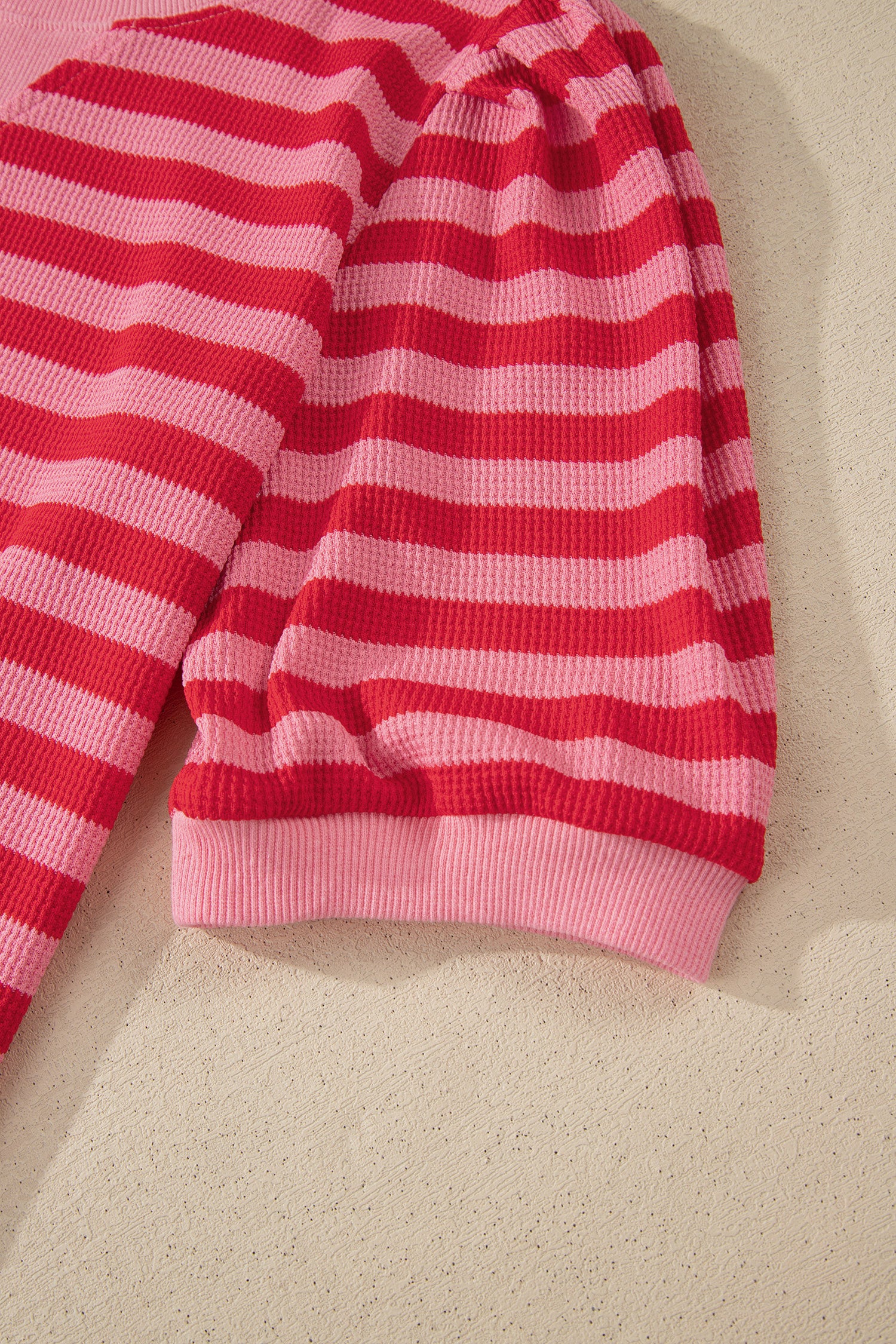 Pink Stripe Puff Short Sleeve T Shirt Matching Shorts Set