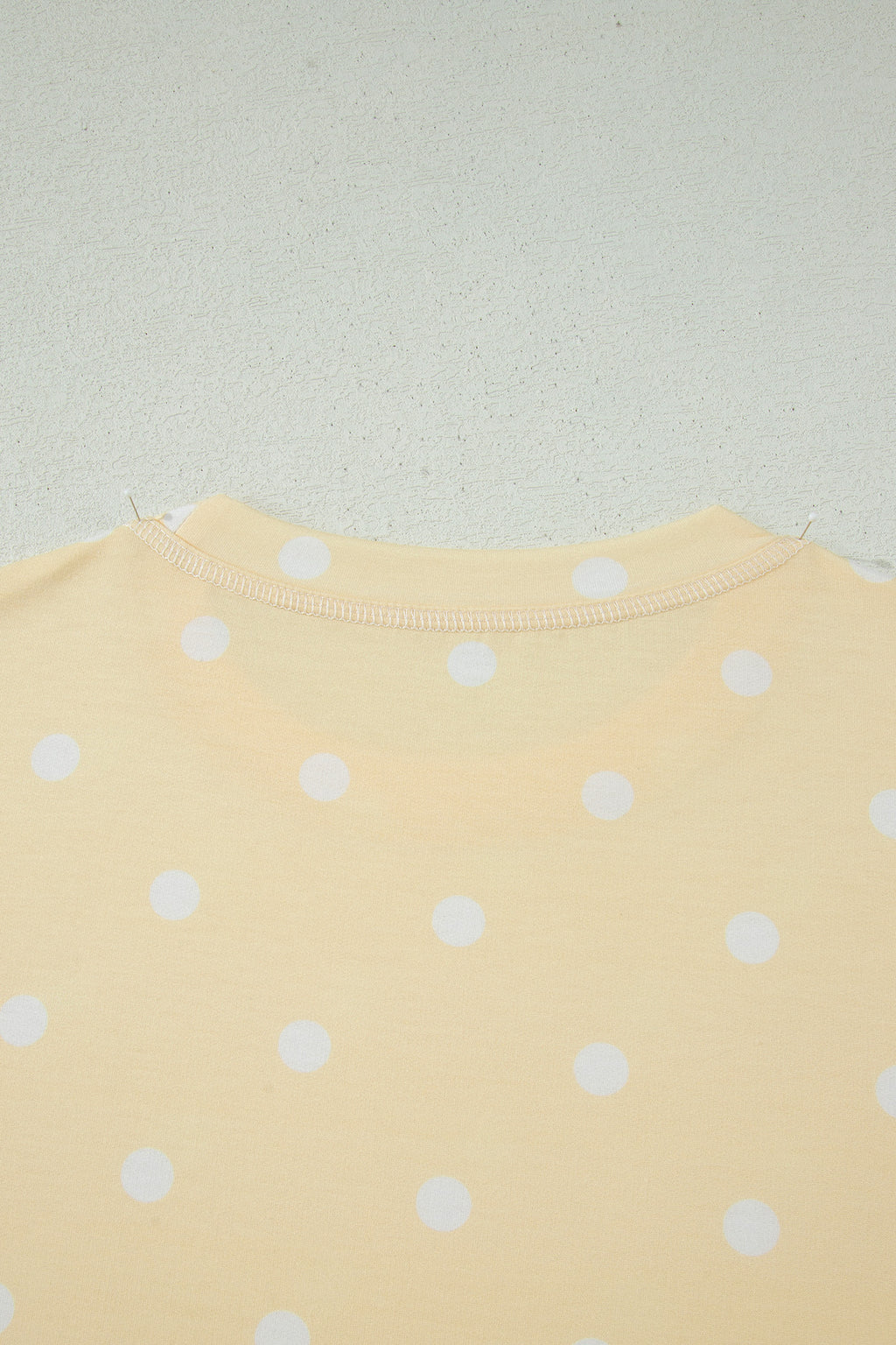 White Exposed Seam Detail Polka Dot Loose Tee Drawstring Shorts Set